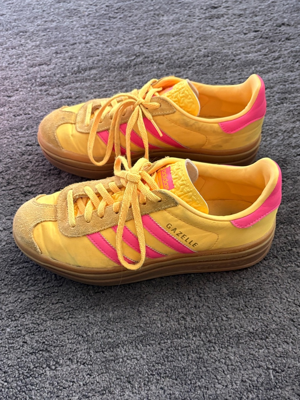adidas Gazelle Women’s Yellow with Pink Accent Sneakers